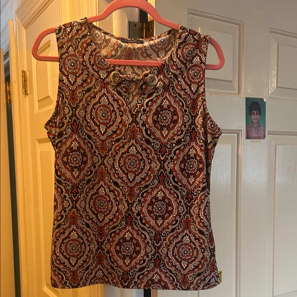 Tommy Hilfiger Red and Brown Paisley Blouse